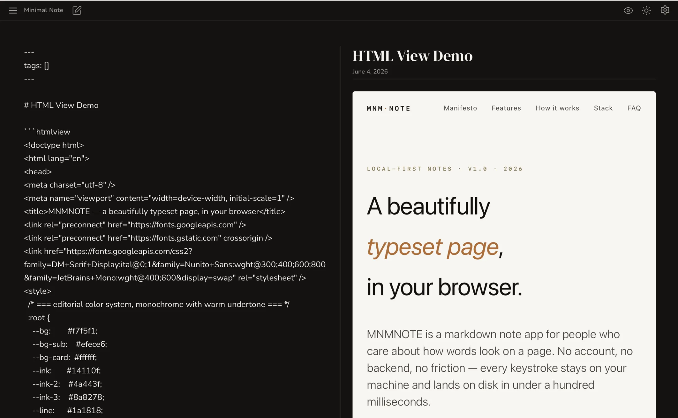 HTML view rendering in dark mode